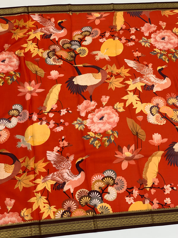 Mysore Silk Saree Red In Colour