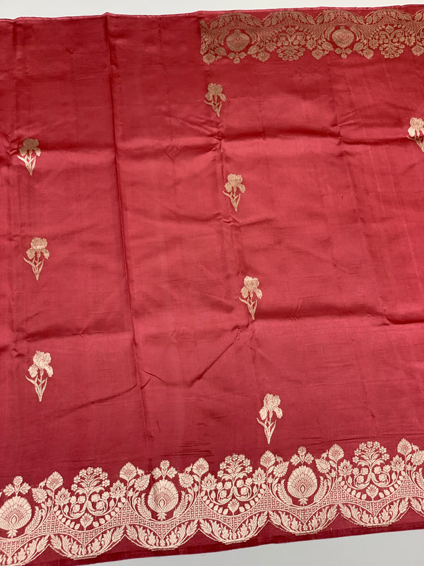 Chanderi Silk Saree Onion-Pink In Colour