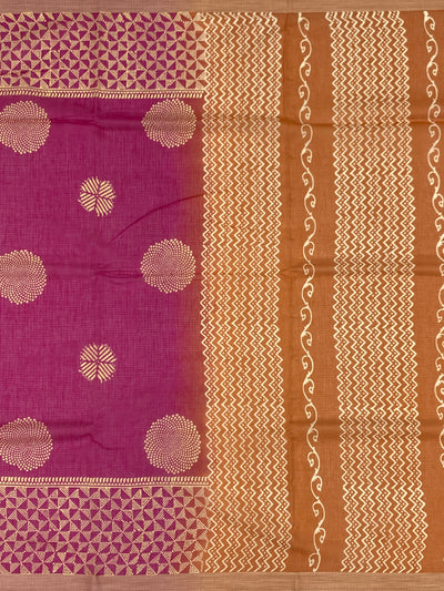 Elegant Pink Digital Floral Printed Kota Cotton Saree