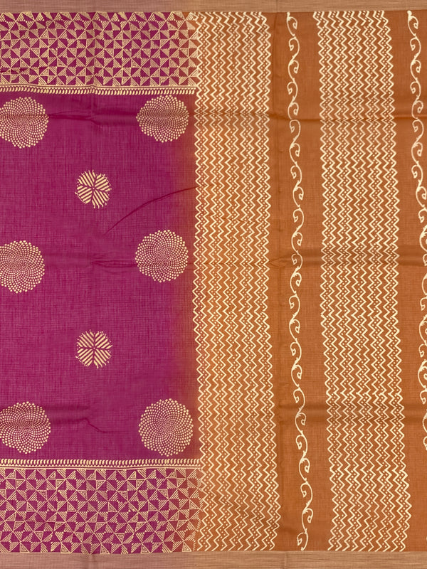 Elegant Pink Digital Floral Printed Kota Cotton Saree