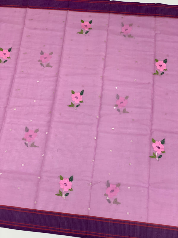 Zari Kota Saree Lavender In Color