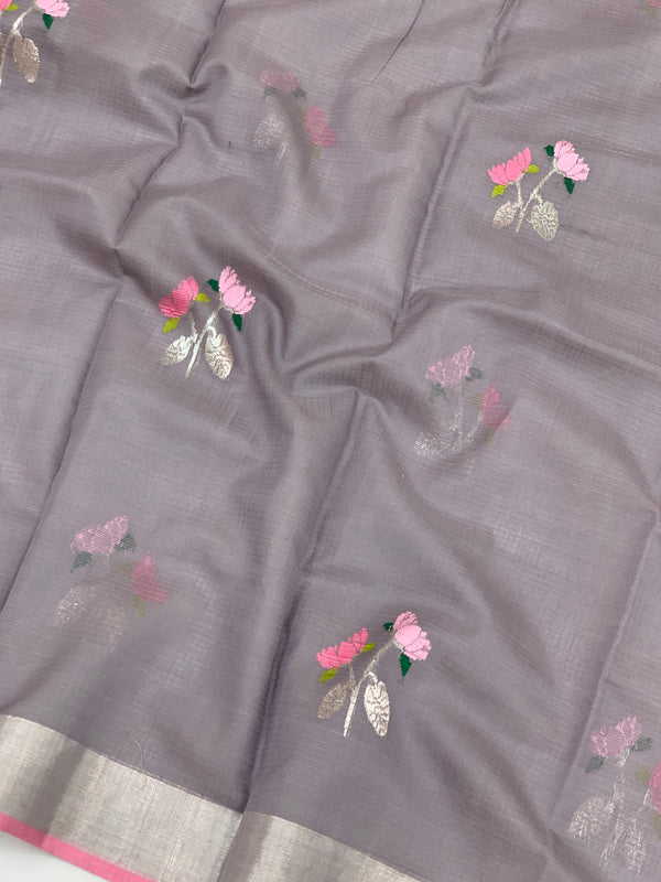 Zari Kota Saree Lilac In Color