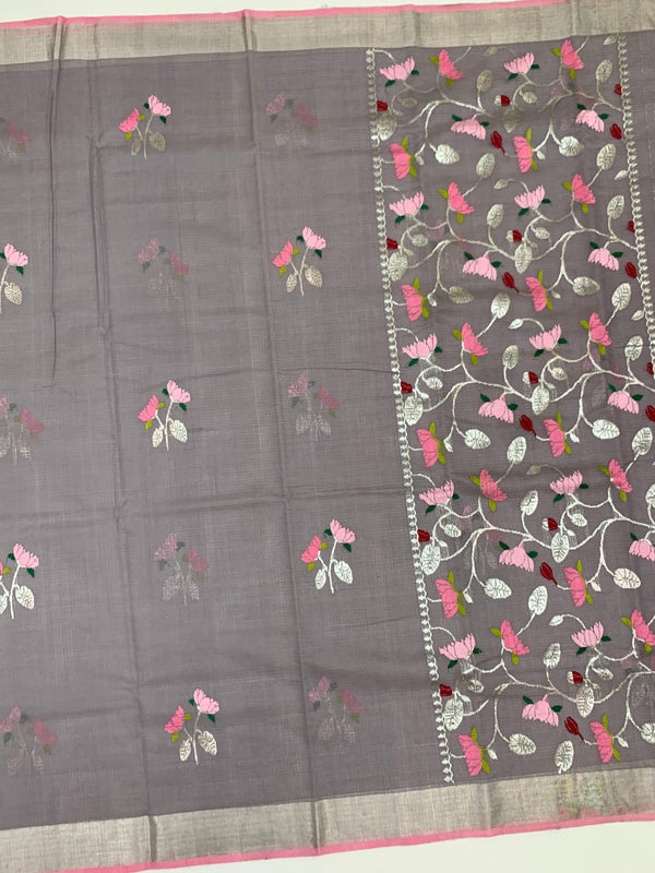 Zari Kota Saree Lilac In Color
