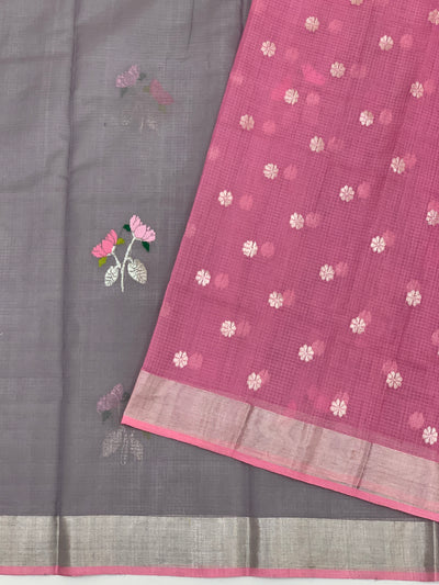 Zari Kota Saree Lilac In Color