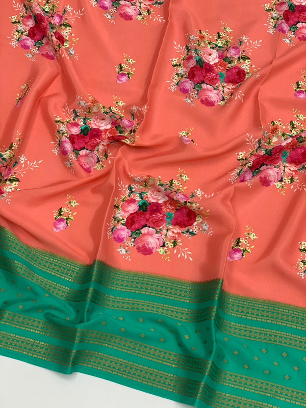 Mysore Silk Saree Peach In Colour