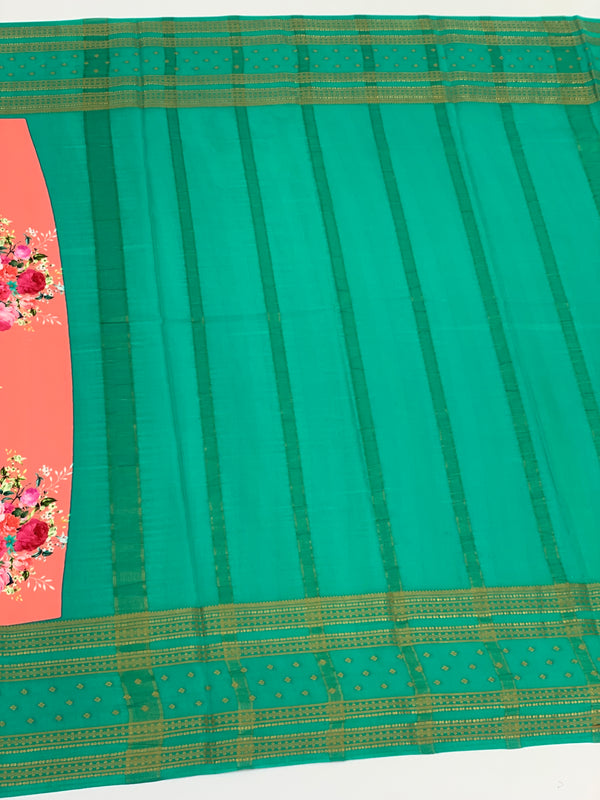 Mysore Silk Saree Peach In Colour