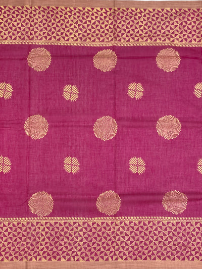 Elegant Pink Digital Floral Printed Kota Cotton Saree