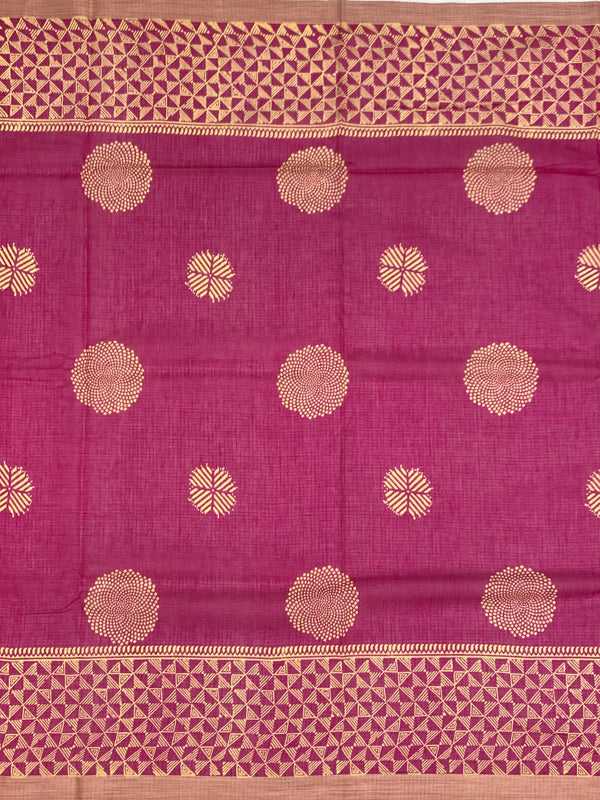 Elegant Pink Digital Floral Printed Kota Cotton Saree