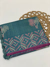 Tussore Printed Saree Light-Blue In Colour