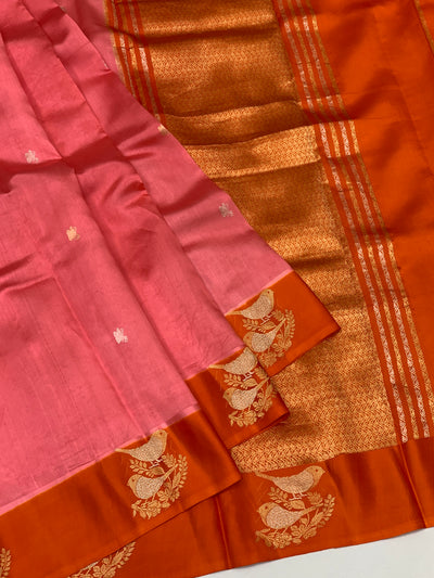 Chanderi Silk Saree Peach In Colour