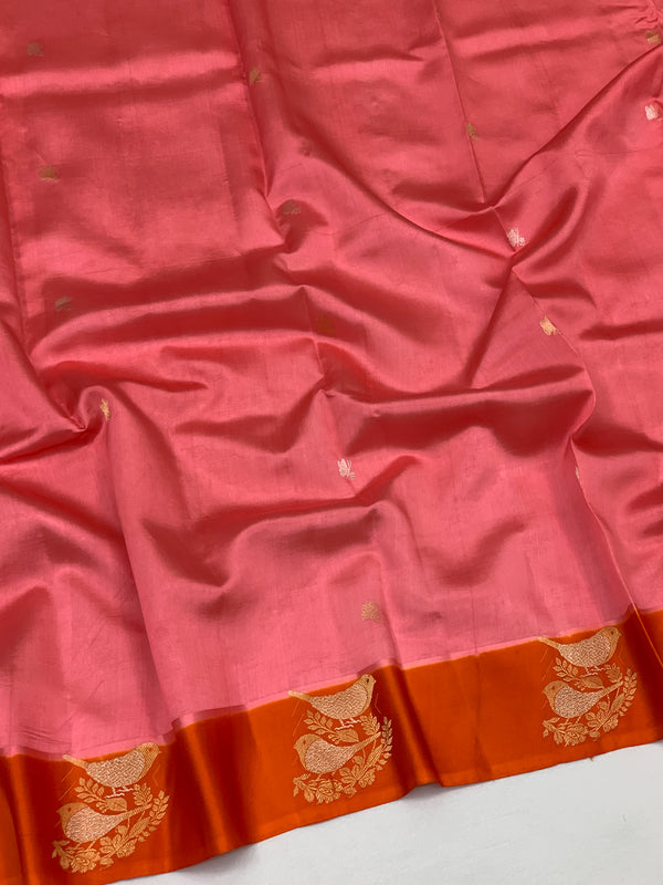 Chanderi Silk Saree Peach In Colour