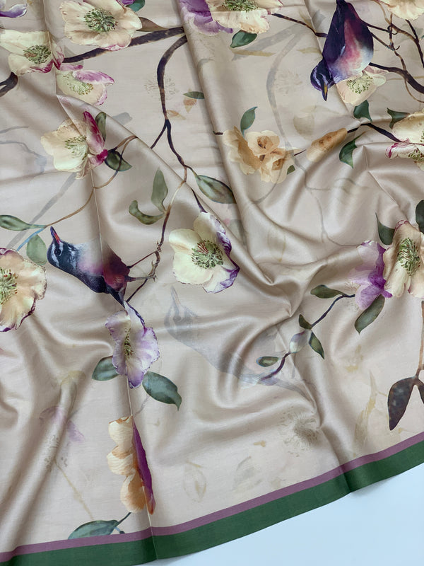 Tussore Printed Saree Light Pastel-Peach In Colour