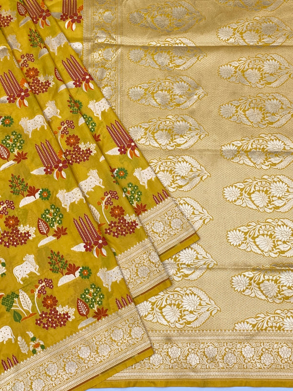 Banarasi Silk Saree Mustard In Colour