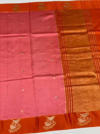 Chanderi Silk Saree Peach In Colour