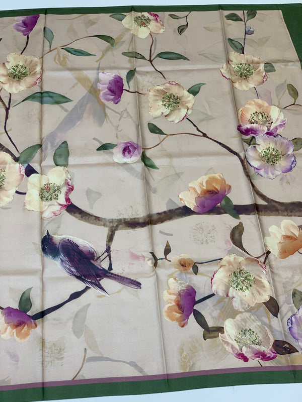 Tussore Printed Saree Light Pastel-Peach In Colour