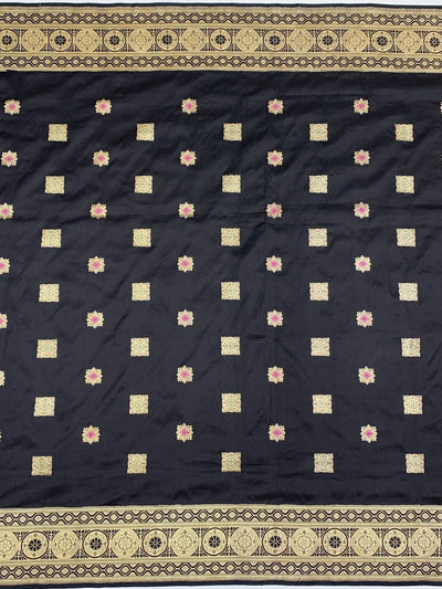 Midnight Black Handwoven Banarasi Silk Saree