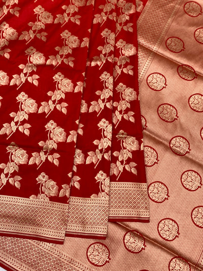 Scarlet Rose Banarasi Saree in Soft Cotton-Silk