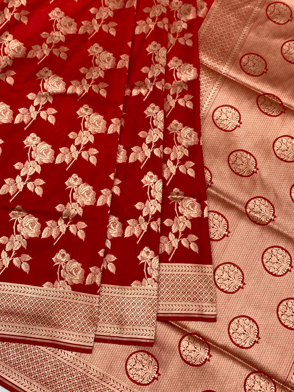 Scarlet Rose Banarasi Saree in Soft Cotton-Silk