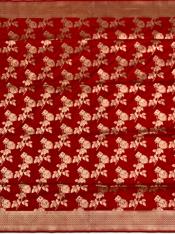 Scarlet Rose Banarasi Saree in Soft Cotton-Silk