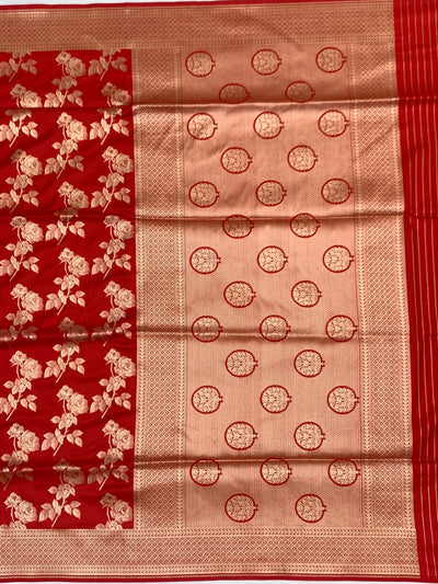 Scarlet Rose Banarasi Saree in Soft Cotton-Silk