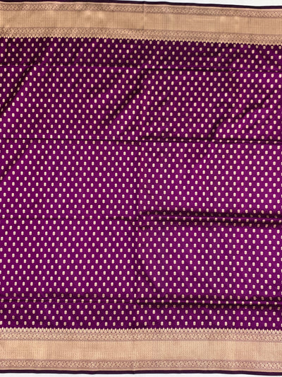Regal Purple Banarasi Silk Saree with Intricate Gold Zari Buttis