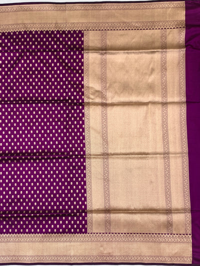 Regal Purple Banarasi Silk Saree with Intricate Gold Zari Buttis