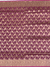 Deep Plum Banarasi Silk Saree with All-Over Gold Zari Floral Jaal