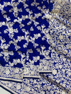 Regal Royal Blue Banarasi Silk Saree with Silver Zari Floral