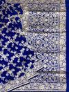 Regal Royal Blue Banarasi Silk Saree with Silver Zari Floral