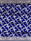 Regal Royal Blue Banarasi Silk Saree with Silver Zari Floral