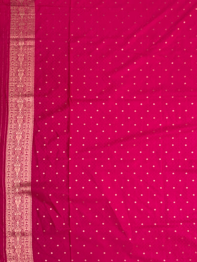 Ethereal Rani Pink Banarasi Silk Saree with Ornate Patchwork