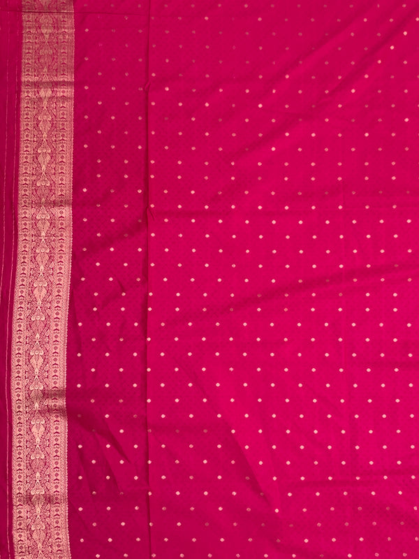 Ethereal Rani Pink Banarasi Silk Saree with Ornate Patchwork