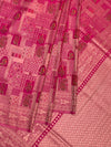 Ethereal Rani Pink Banarasi Silk Saree with Ornate Patchwork