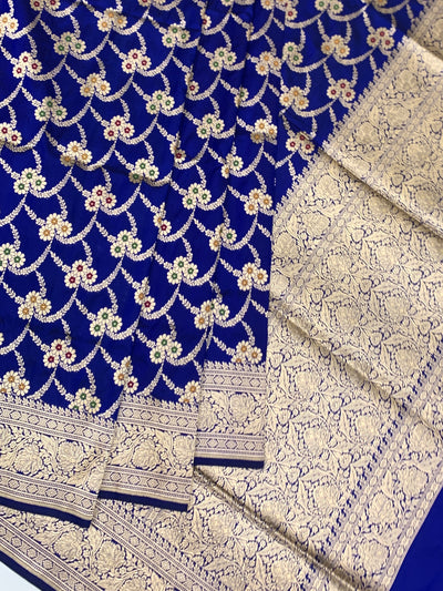 Royal Blue Meenakari Banarasi Silk Saree