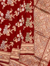 Imperial Crimson Red Banarasi Saree with Gold And Silver Meenakari