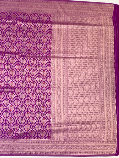 Regal Lavender Gold Zari Brocade Banarasi Silk Saree