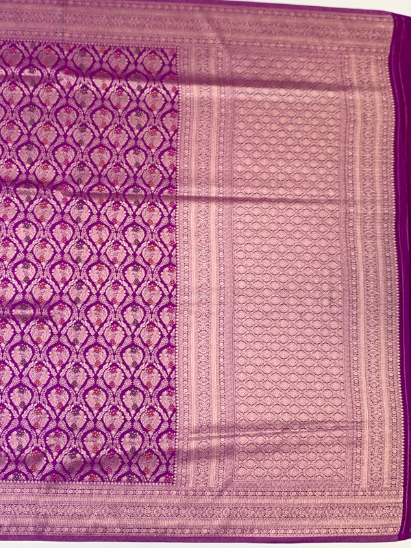 Regal Lavender Gold Zari Brocade Banarasi Silk Saree