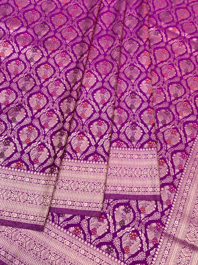 Regal Lavender Gold Zari Brocade Banarasi Silk Saree