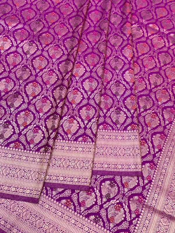 Regal Lavender Gold Zari Brocade Banarasi Silk Saree