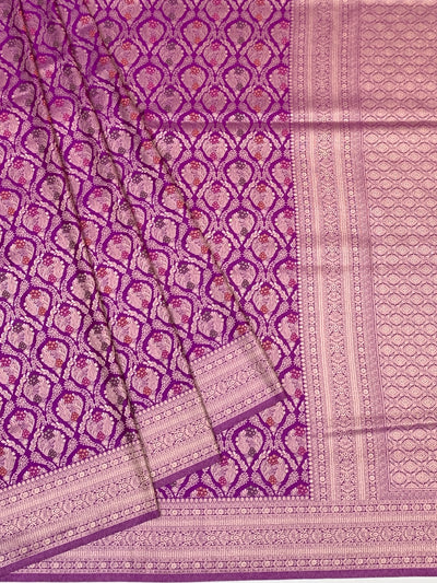 Regal Lavender Gold Zari Brocade Banarasi Silk Saree