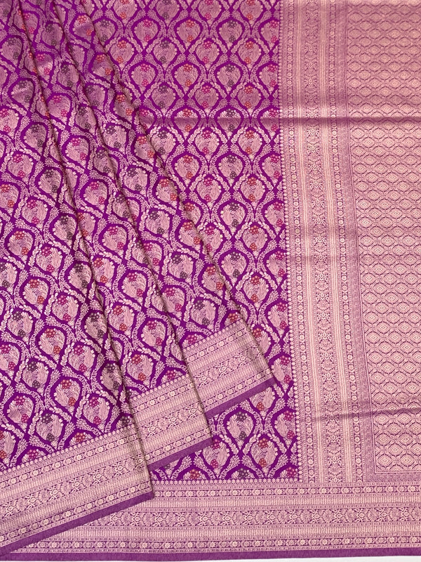 Regal Lavender Gold Zari Brocade Banarasi Silk Saree