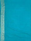 Teal Blue Banarasi Silk Saree with Warli-Inspired Folk Art