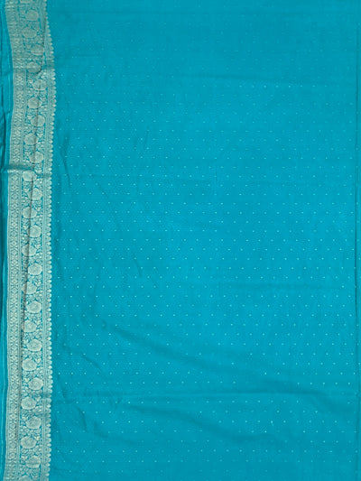 Teal Blue Banarasi Silk Saree with Warli-Inspired Folk Art