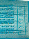 Teal Blue Banarasi Silk Saree with Warli-Inspired Folk Art