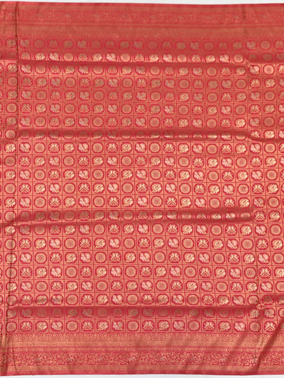 Regal Peach Banarasi Silk Saree with Heavy Gold Zari Brocade