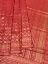 Regal Peach Banarasi Silk Saree with Heavy Gold Zari Brocade