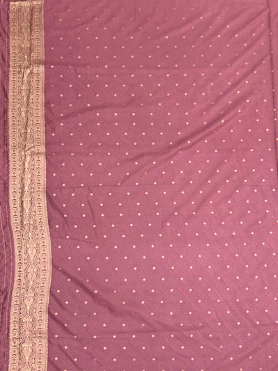 Exquisite Dusty Pink Banarasi Silk Saree with Mosaic Patchwork & Gold Zari