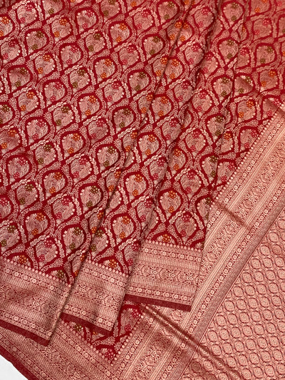 The Masterpiece: Maroon Banarasi Silk Saree