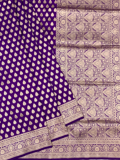 Purple Banarasi Saree with Gold Zari Butis