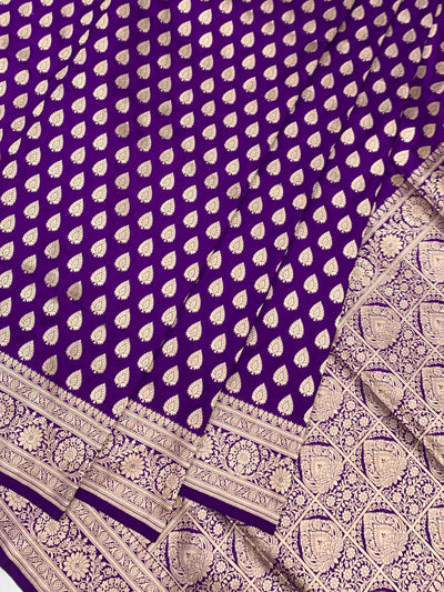 Purple Banarasi Saree with Gold Zari Butis